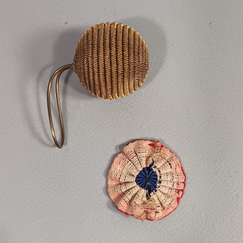 POMPON ET COCARDE KEPI MODELE 1886 CANNETILLE COULEURS OR POUR OFFICIER INFANTERIE ARTILLERIE LEGION